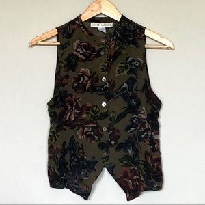 LAST CHANCE 😍 Vintage Street Culture 100% Silk Floral Green Tank Blouse, size S